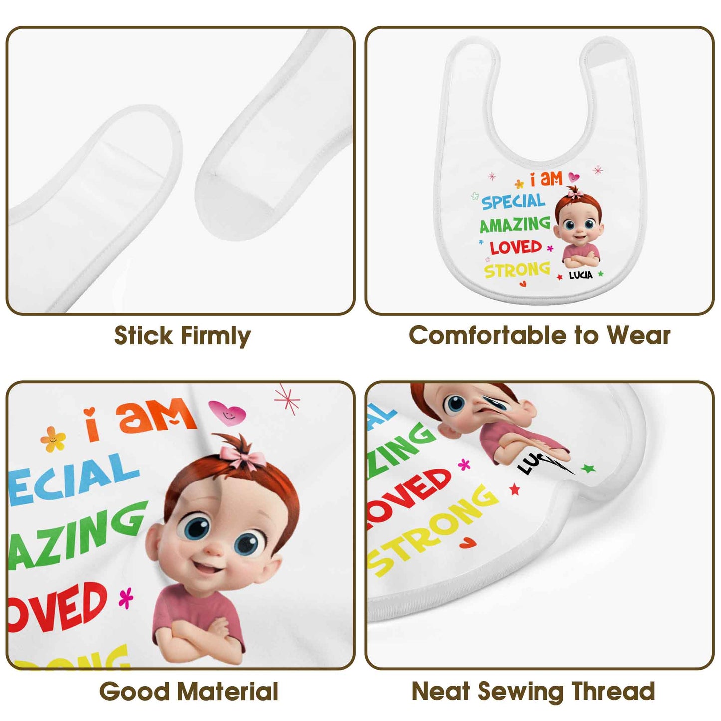 I Am Special, Amazing, Loved, Strong Baby Bib