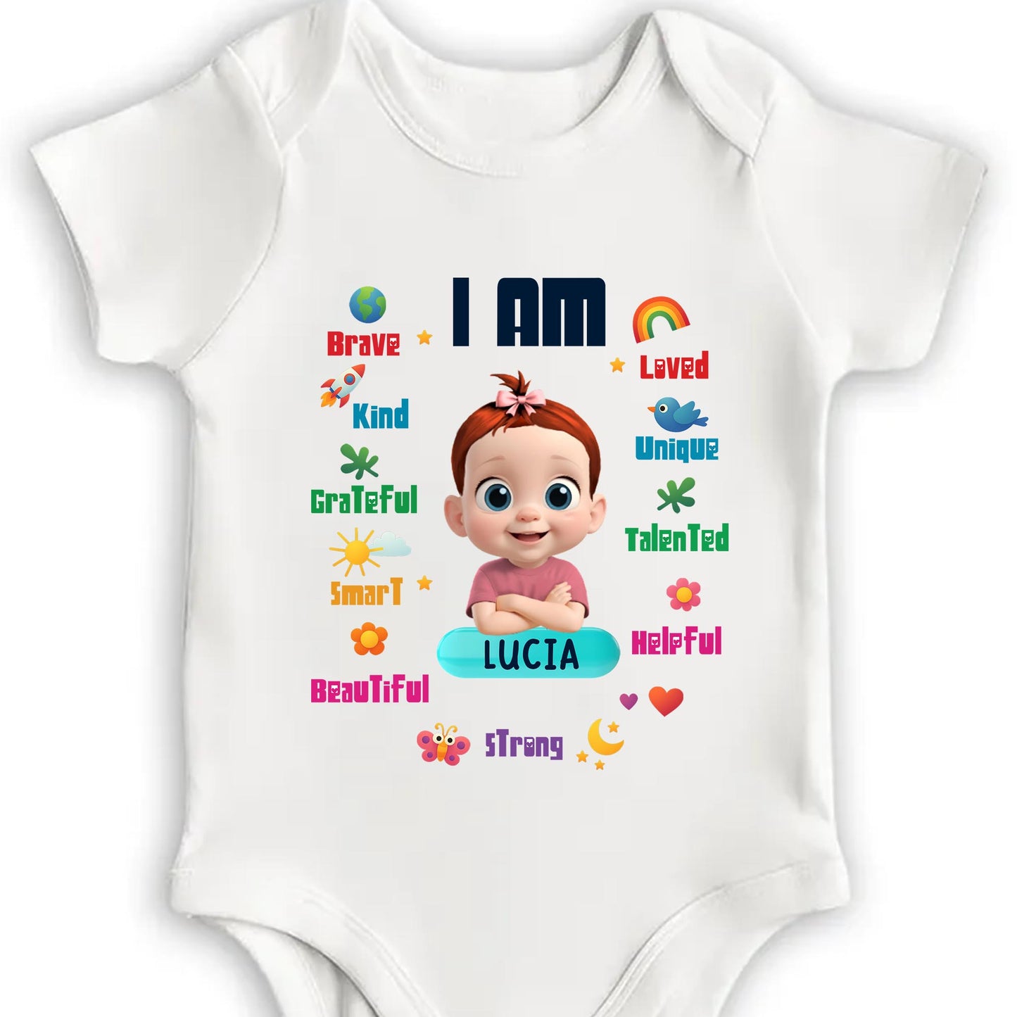 I Am Brave, Kind, Loved, Custom Baby Onesie With Positive Affirmations