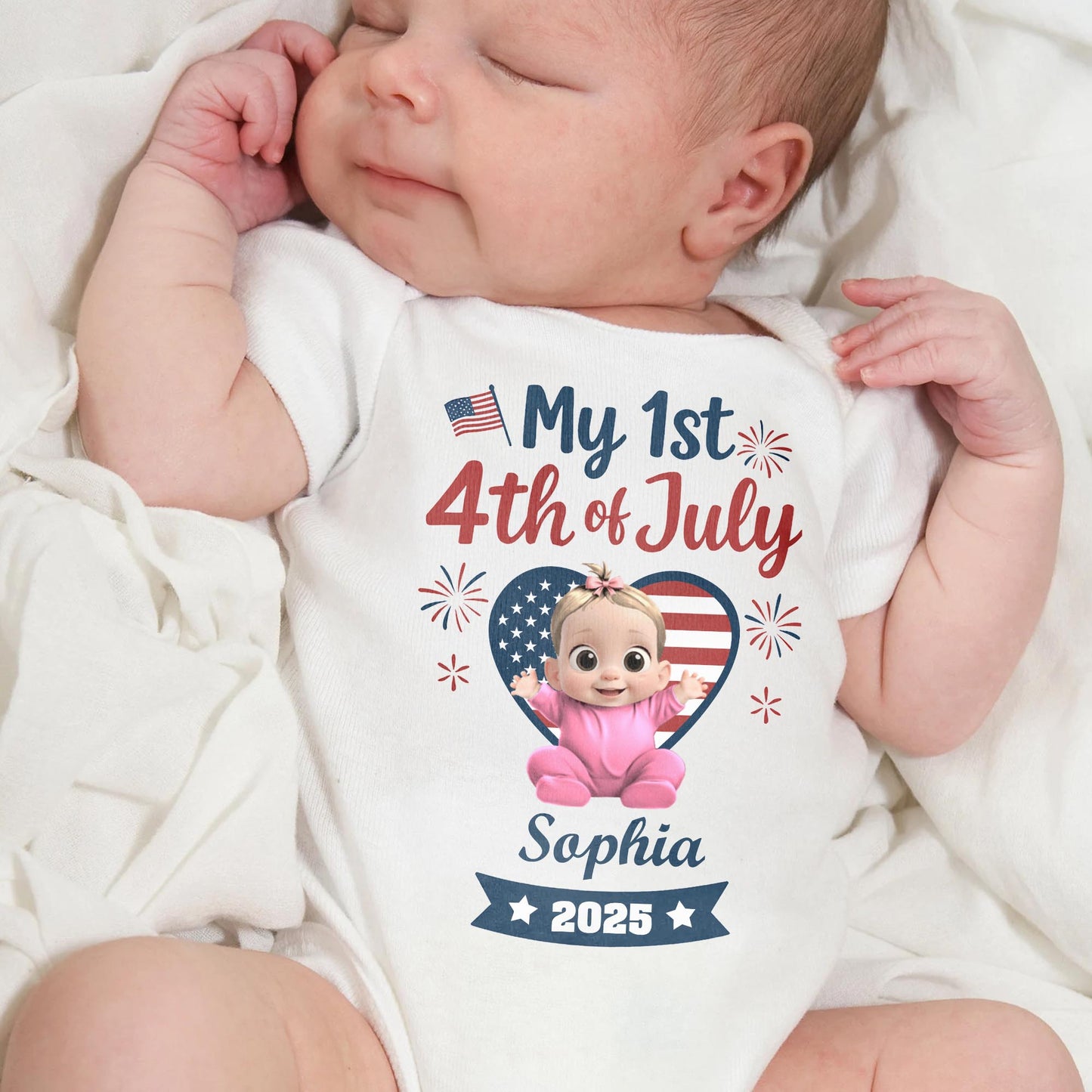 My 1st 4th Of July With Baby And American Flag