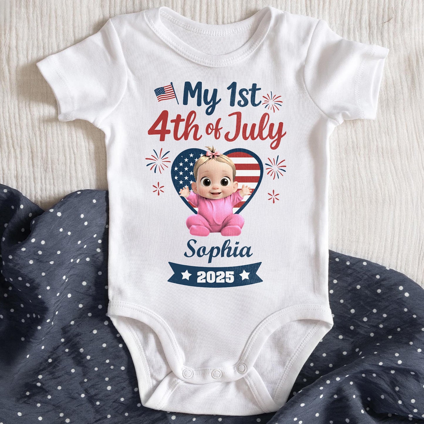 My 1st 4th Of July With Baby And American Flag