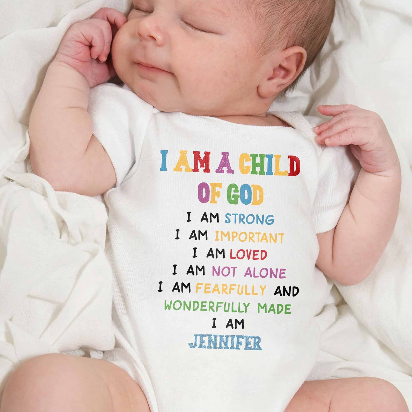 I Am A Child Of God, Inspirational Baby Onesie - Personalized Custom Baby Onesie - KID086_ONES