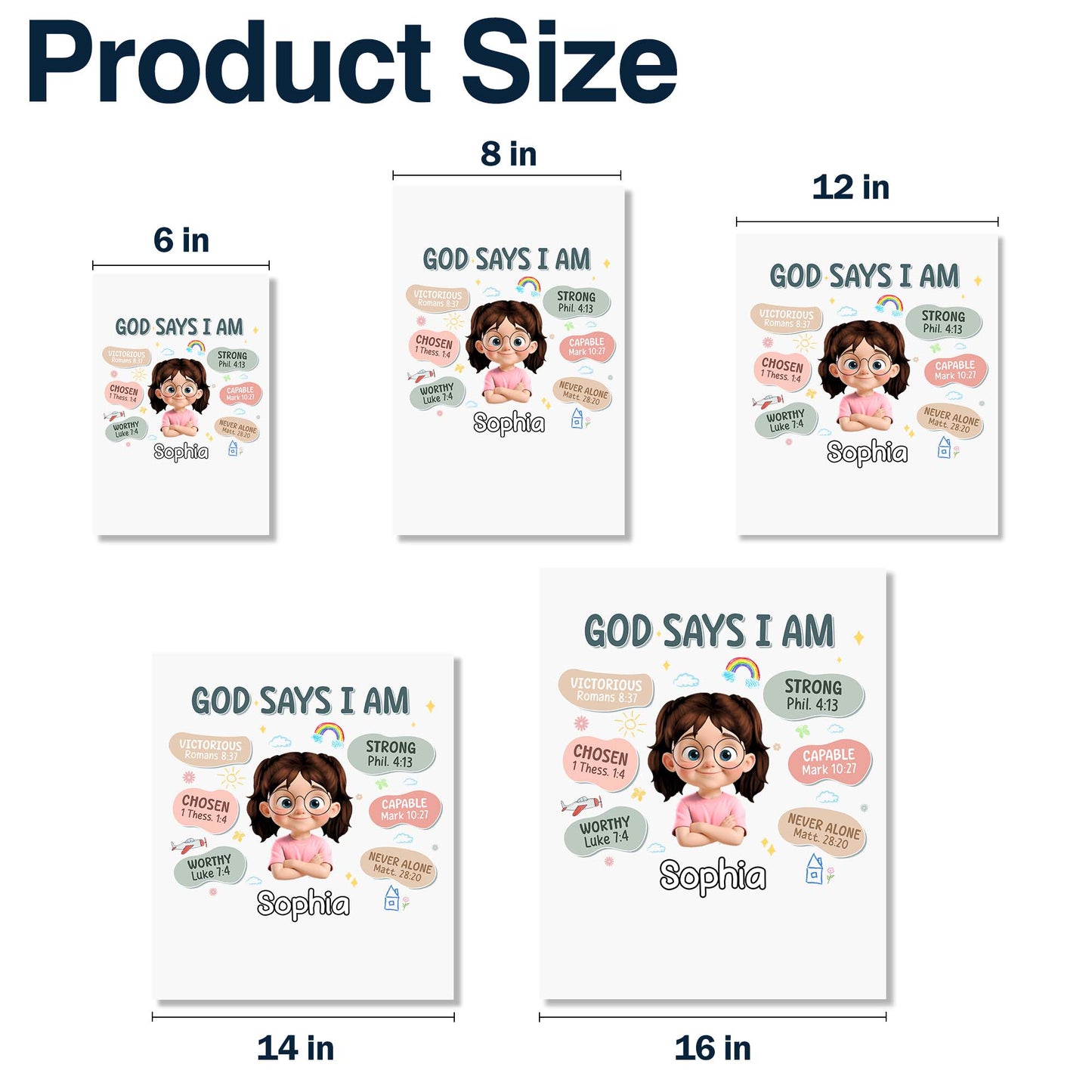 God Says I Am, Girl And Bible Verses Decal - Personalized Decor Decal - KID090_STIK