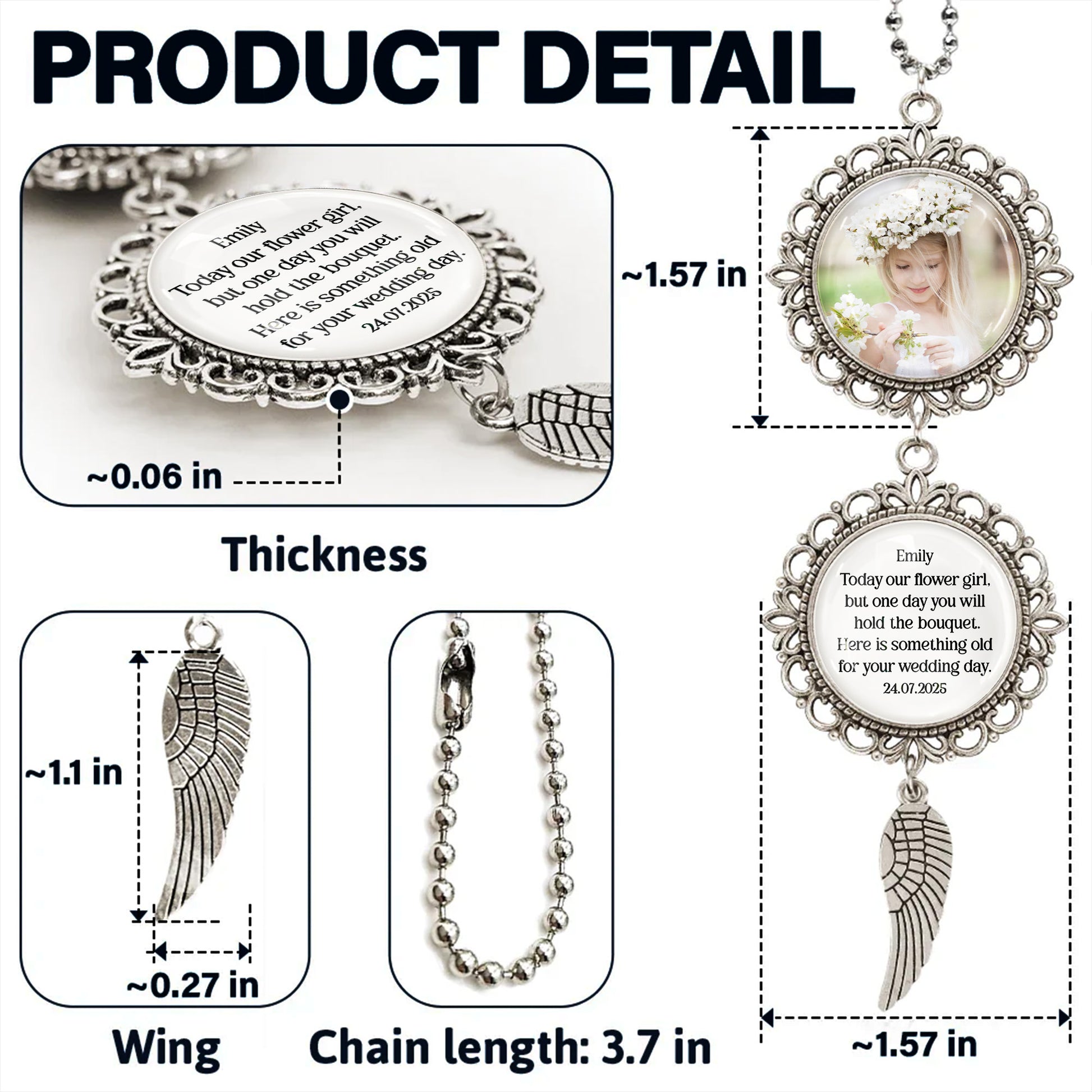 Today Our Flower Girl, Something Old For Your Wedding Day, Pendant Charm