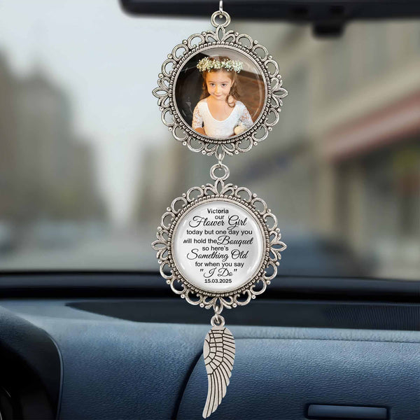 Our Flower Girl Bouquet Charm With Angel Wing