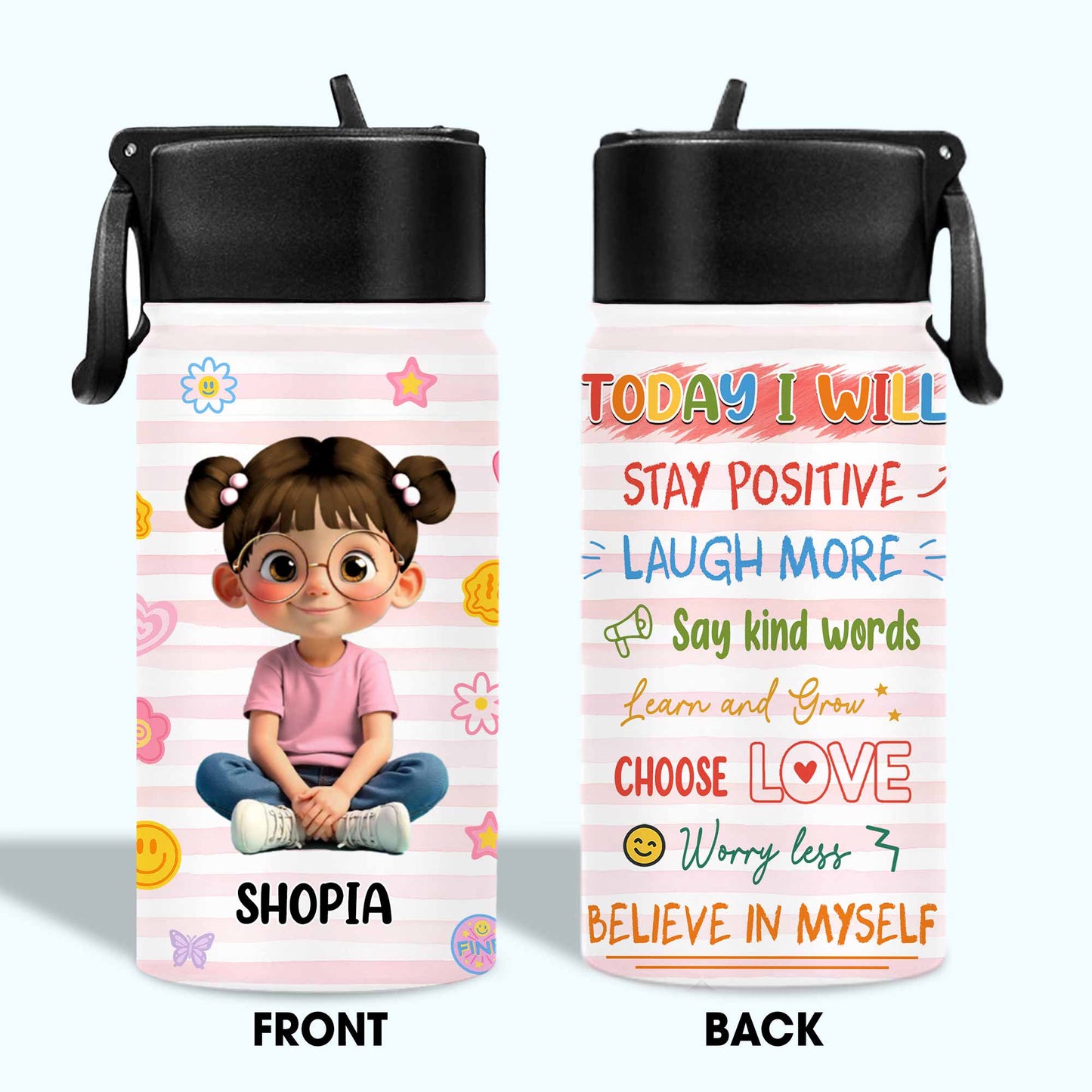 Today I Will Stay Positive, Choose Love Water Bottle