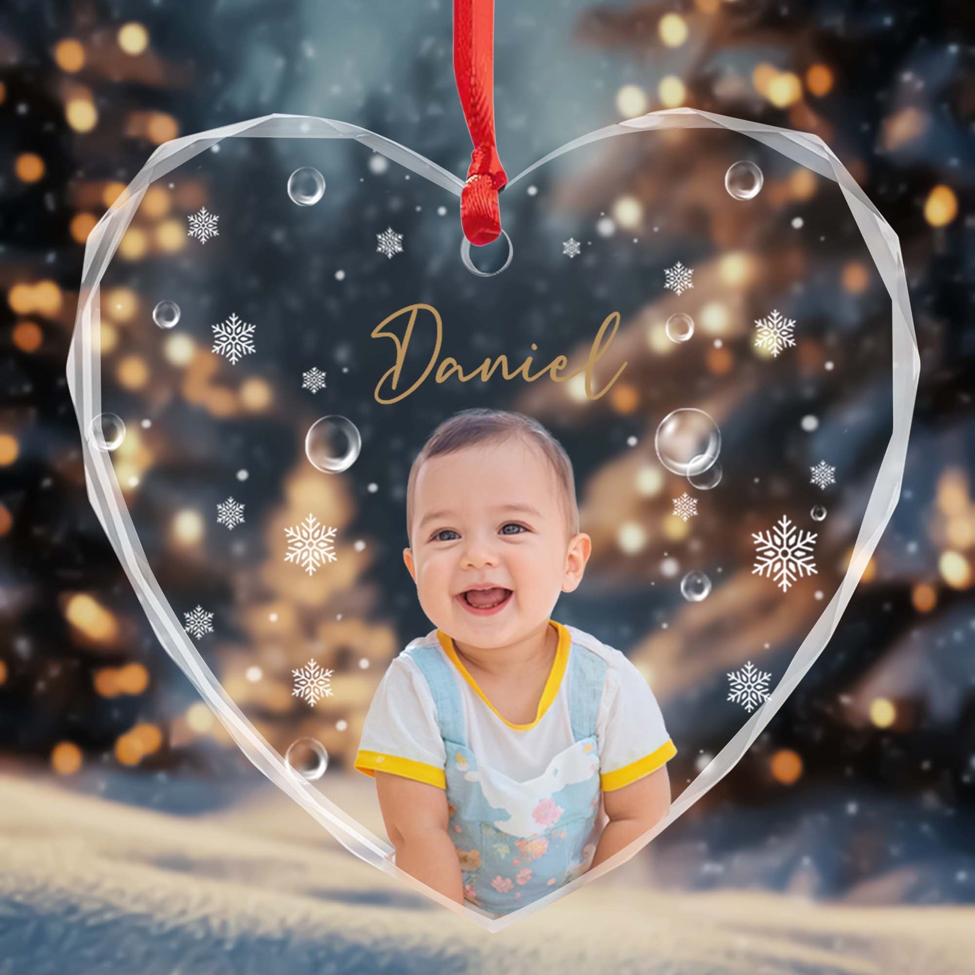 Capture Cherished Moments, Joyful Baby Heart Ornament