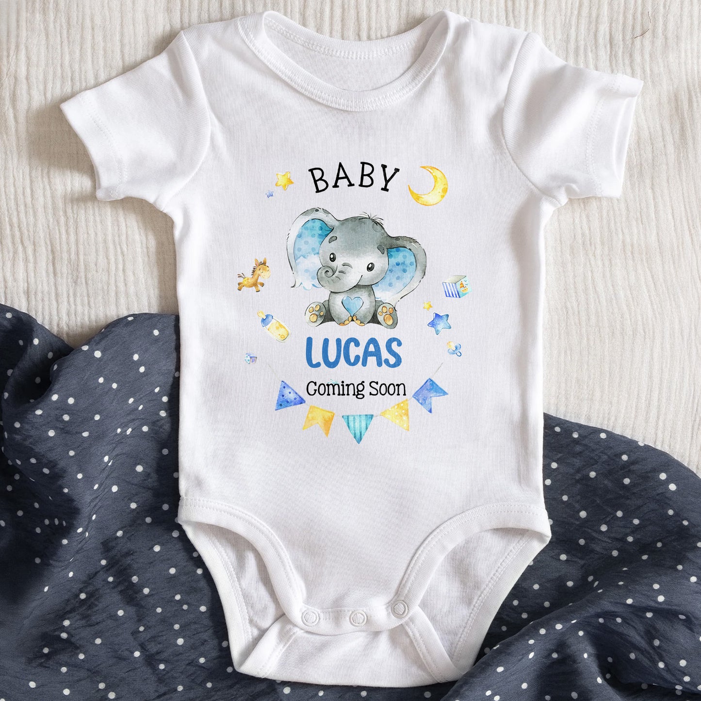 Baby Coming Soon With Cute Elephant and Stars