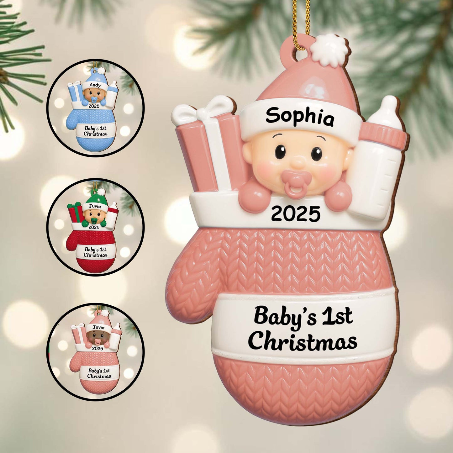 Baby's 1st Christmas, Baby With Gifts And Milk Bottle