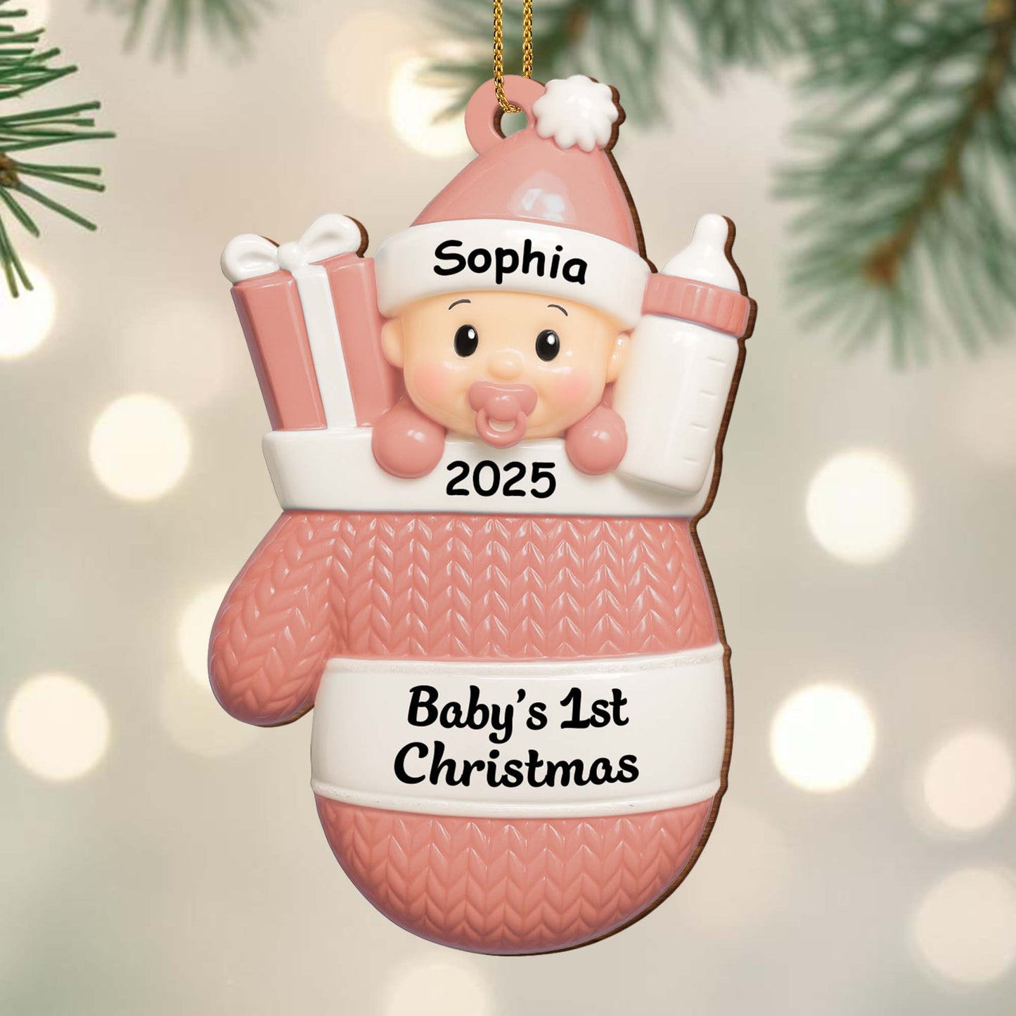 Baby's 1st Christmas, Baby With Gifts And Milk Bottle