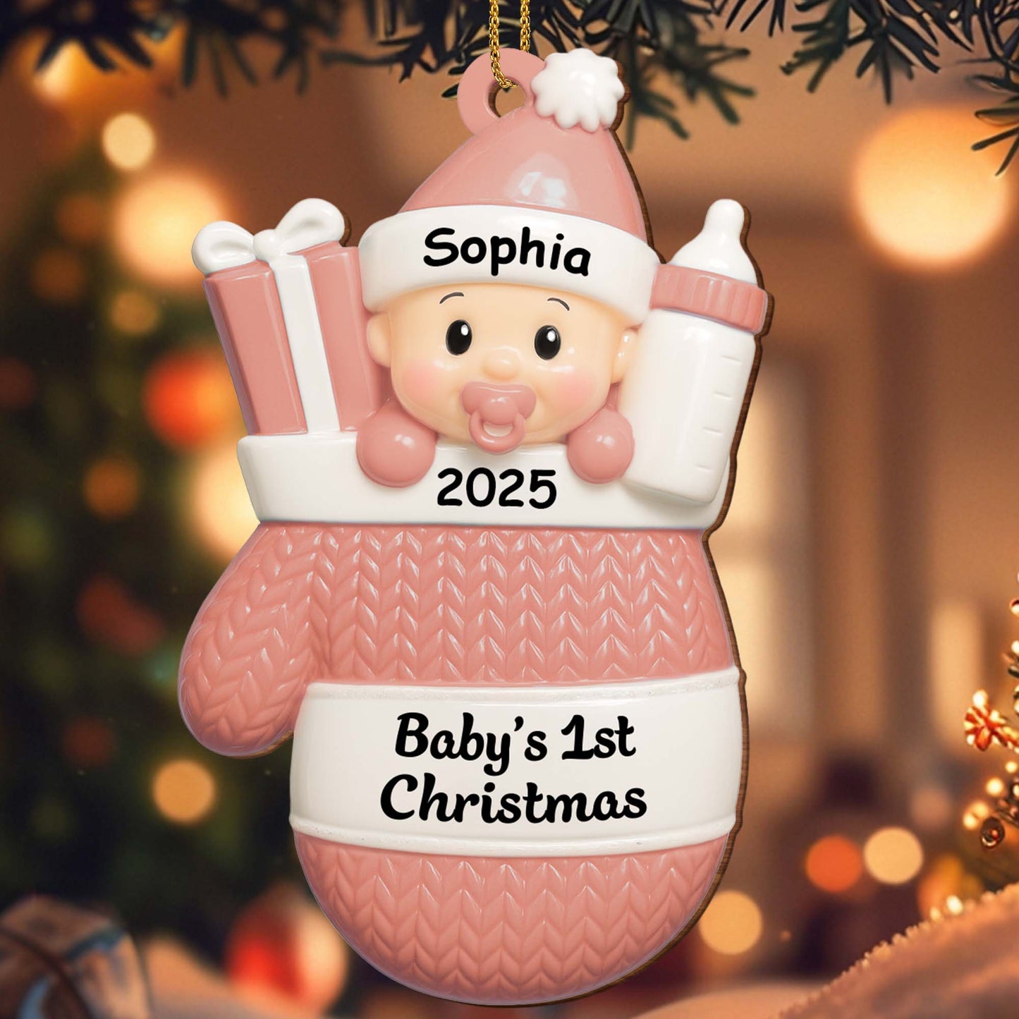 Baby's 1st Christmas, Baby With Gifts And Milk Bottle