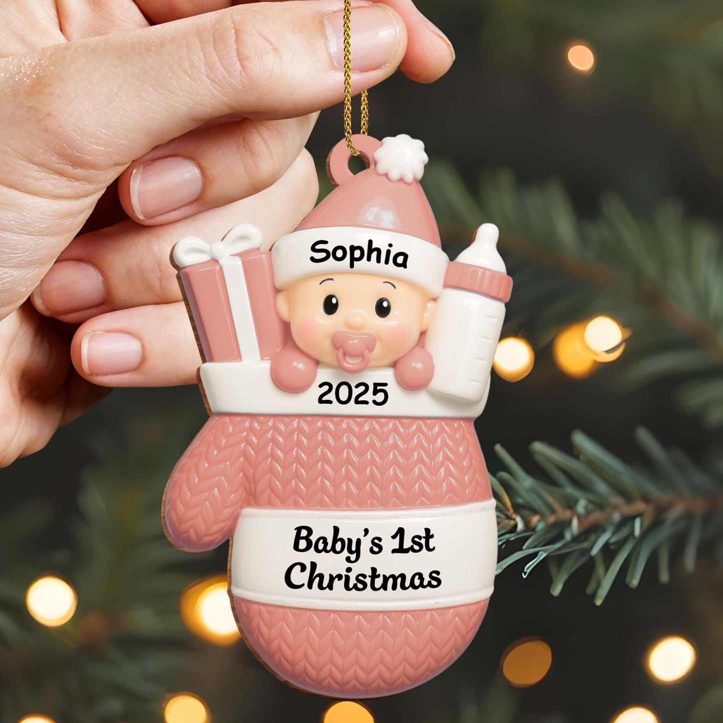 Baby's 1st Christmas, Baby With Gifts And Milk Bottle
