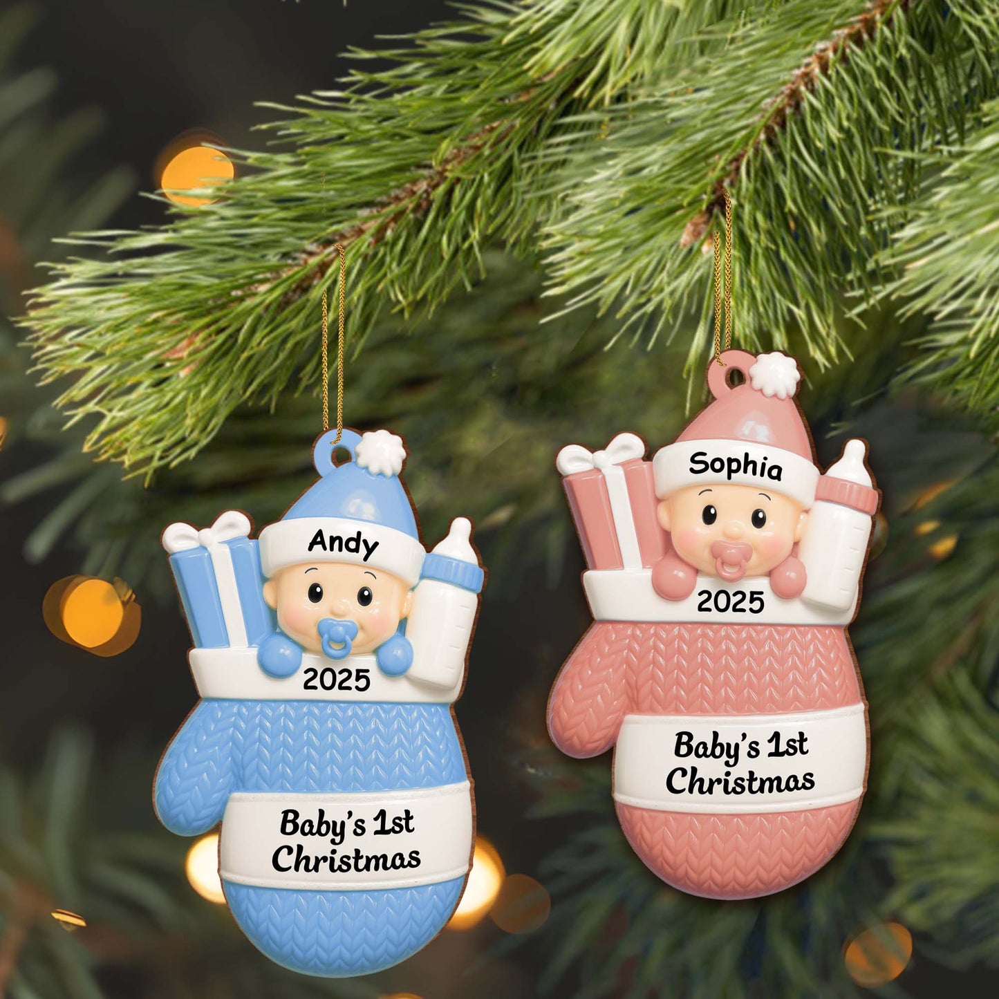 Baby's 1st Christmas, Baby With Gifts And Milk Bottle