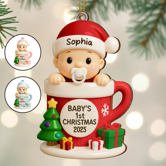 Baby's First Christmas, Red Christmas Mug With Baby