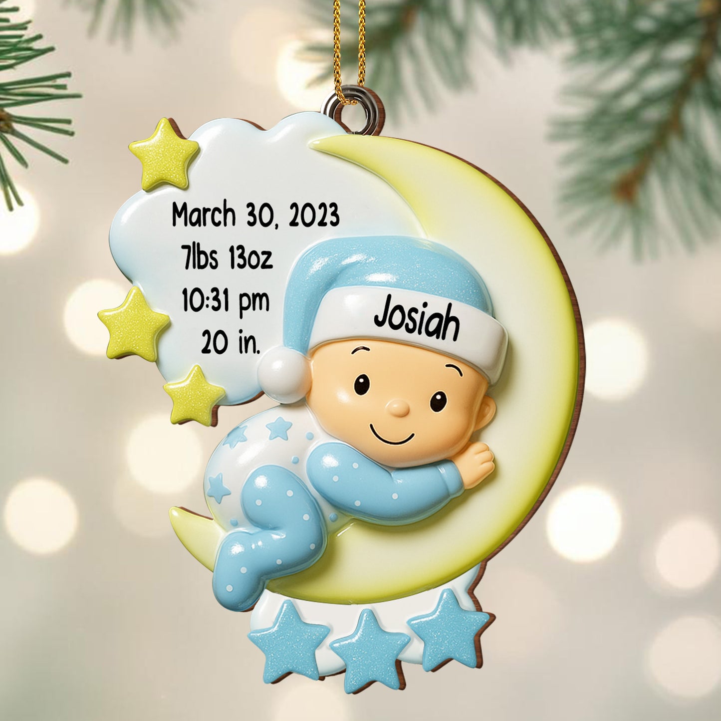 Celebrate Your Little Star's Special Moments - Personalized Custom Wood Ornament, Custom Shaped - KID194_WDO
