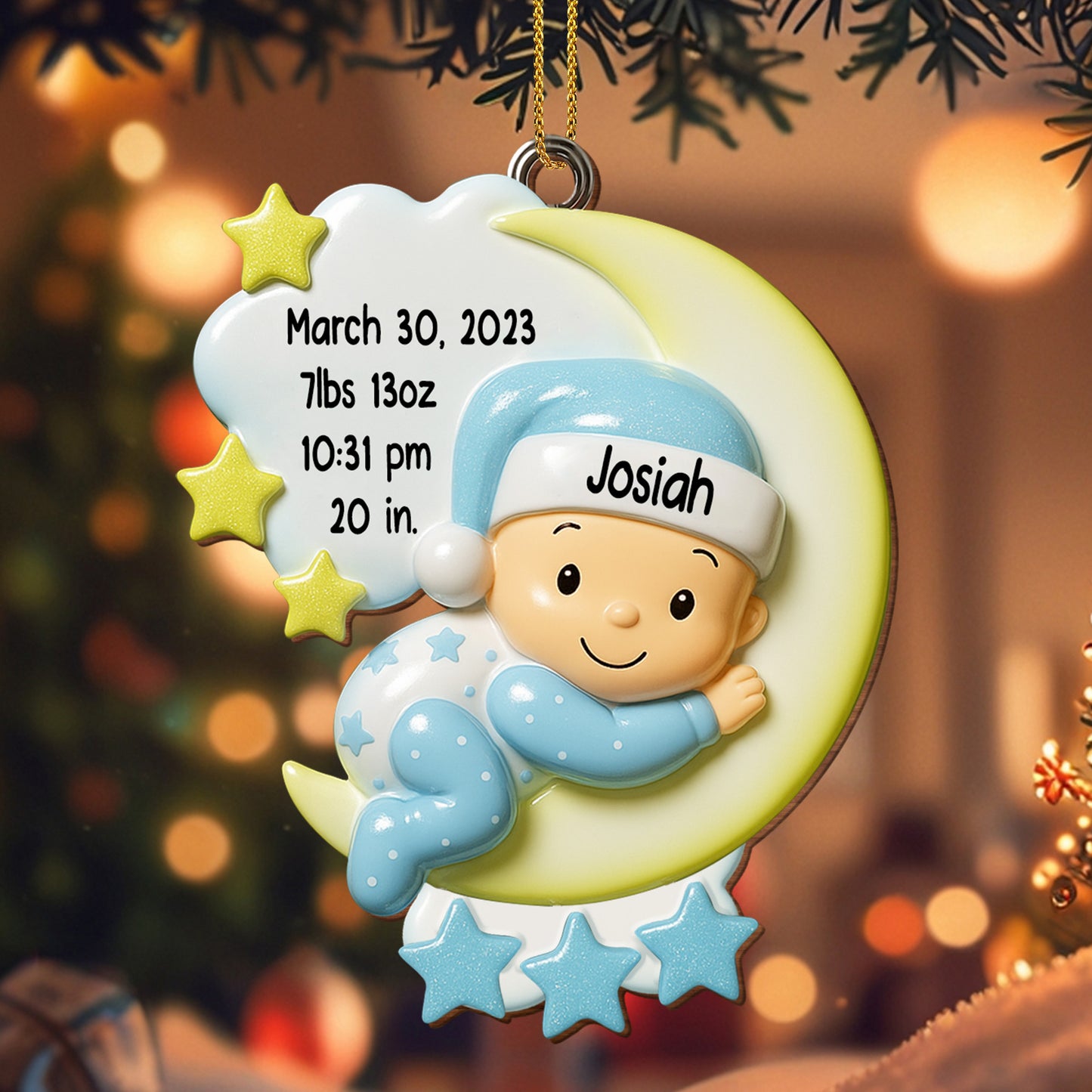 Celebrate Your Little Star's Special Moments - Personalized Custom Wood Ornament, Custom Shaped - KID194_WDO