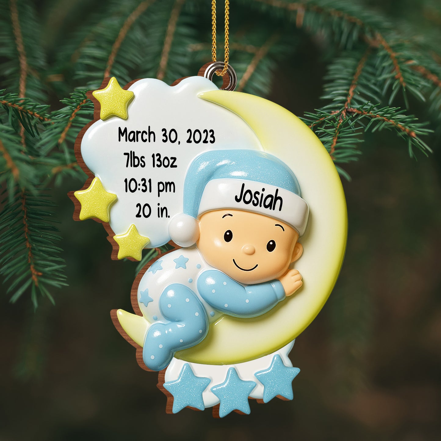 Celebrate Your Little Star's Special Moments - Personalized Custom Wood Ornament, Custom Shaped - KID194_WDO