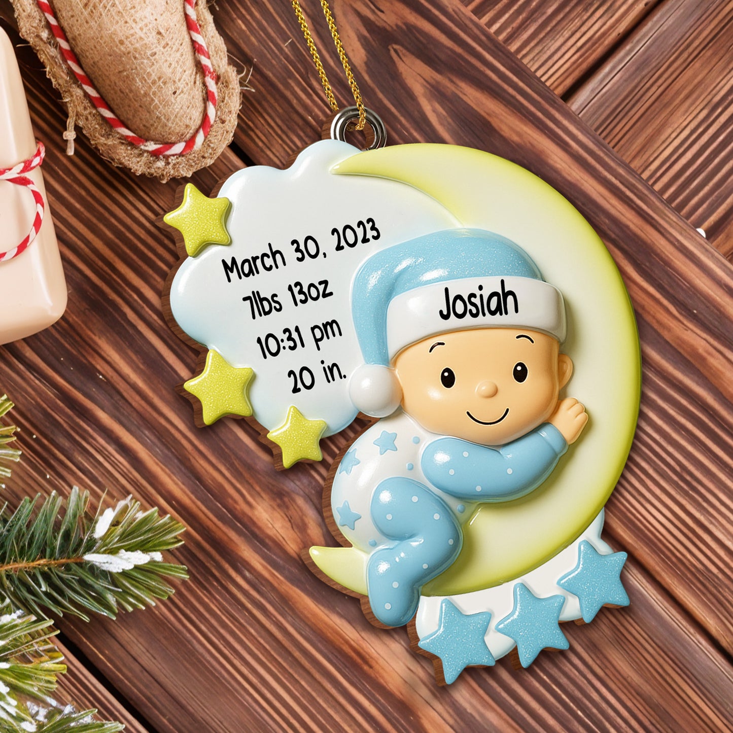 Celebrate Your Little Star's Special Moments - Personalized Custom Wood Ornament, Custom Shaped - KID194_WDO