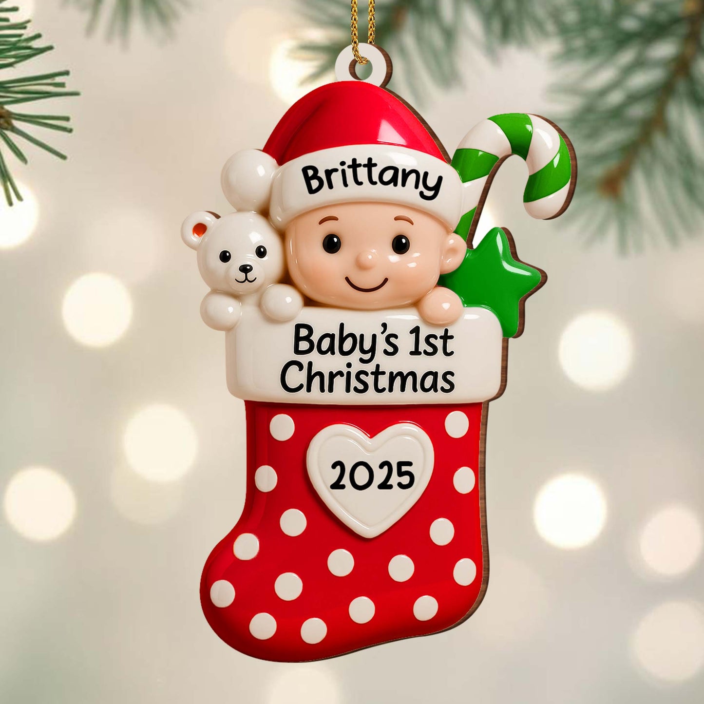 Baby's 1st Christmas Stocking With Teddy Bear And Star