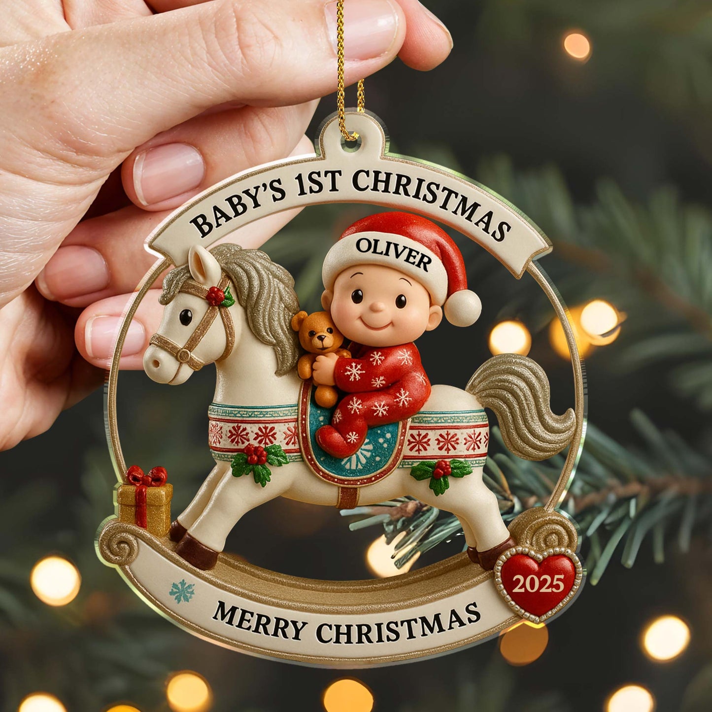 Baby's 1st Christmas On A Rocking Horse