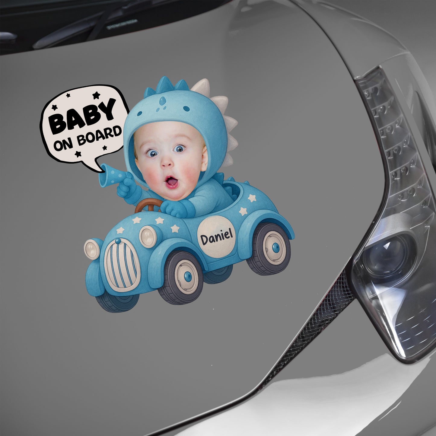 Baby On Board, Cute Dinosaur Baby In Car Design