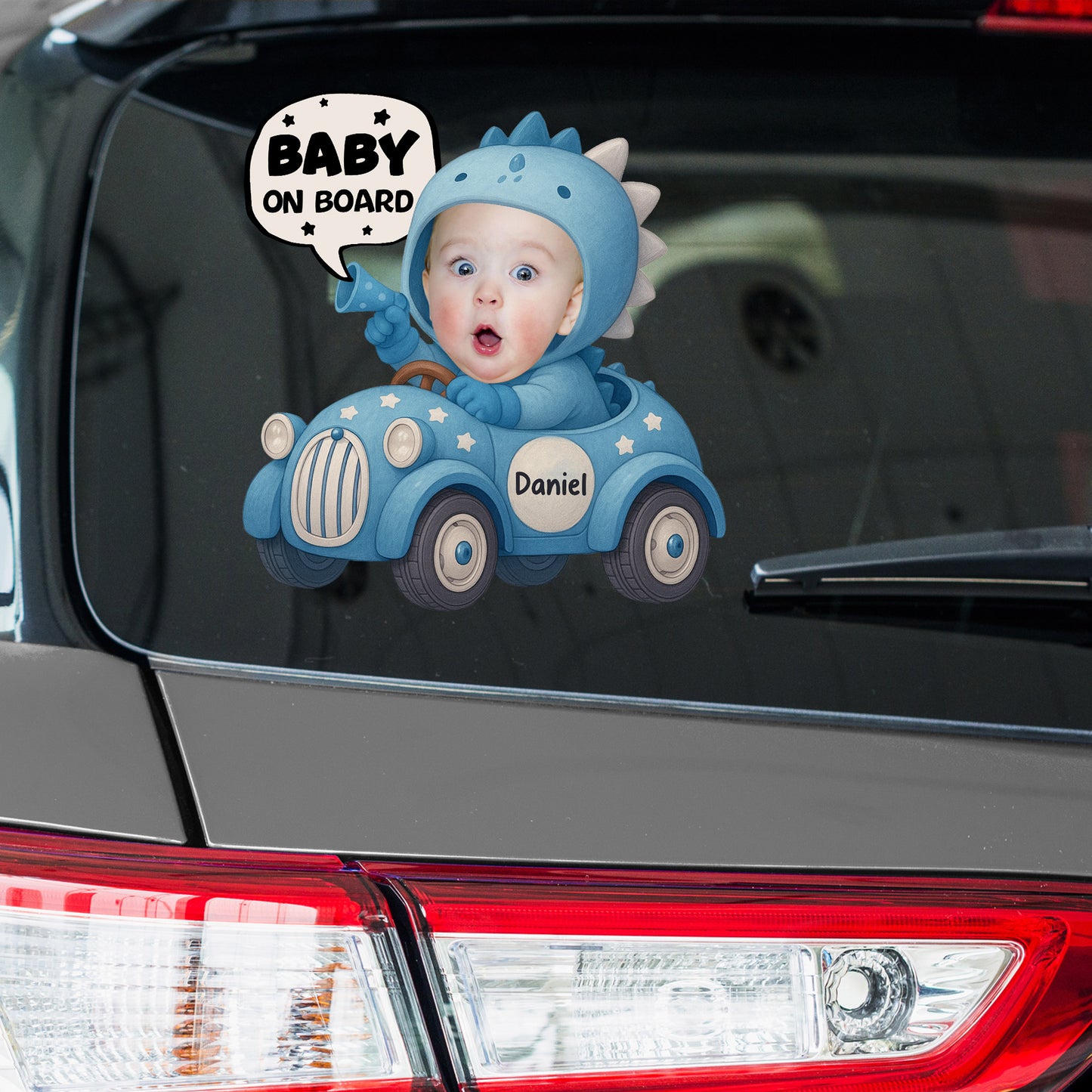 Baby On Board, Cute Dinosaur Baby In Car Design