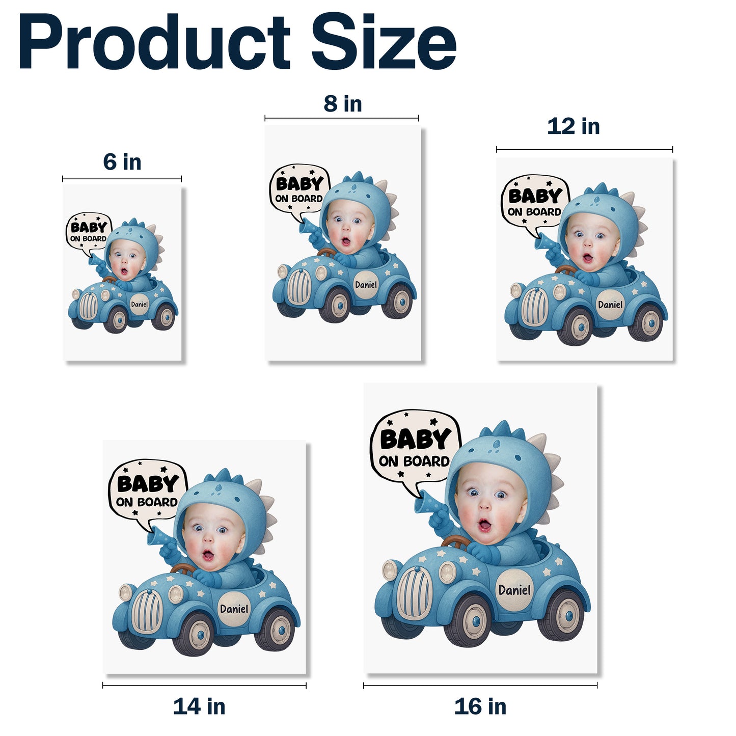 Baby On Board, Cute Dinosaur Baby In Car Design