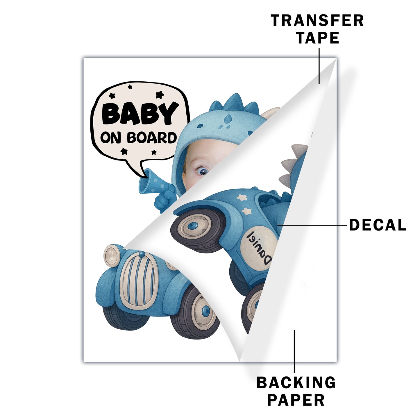 Baby On Board, Cute Dinosaur Baby In Car Design