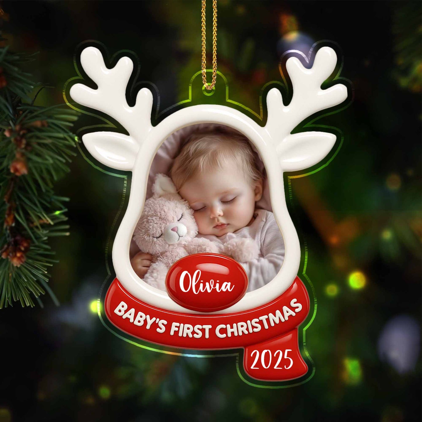 Baby's First Christmas, Teddy Bear and Reindeer