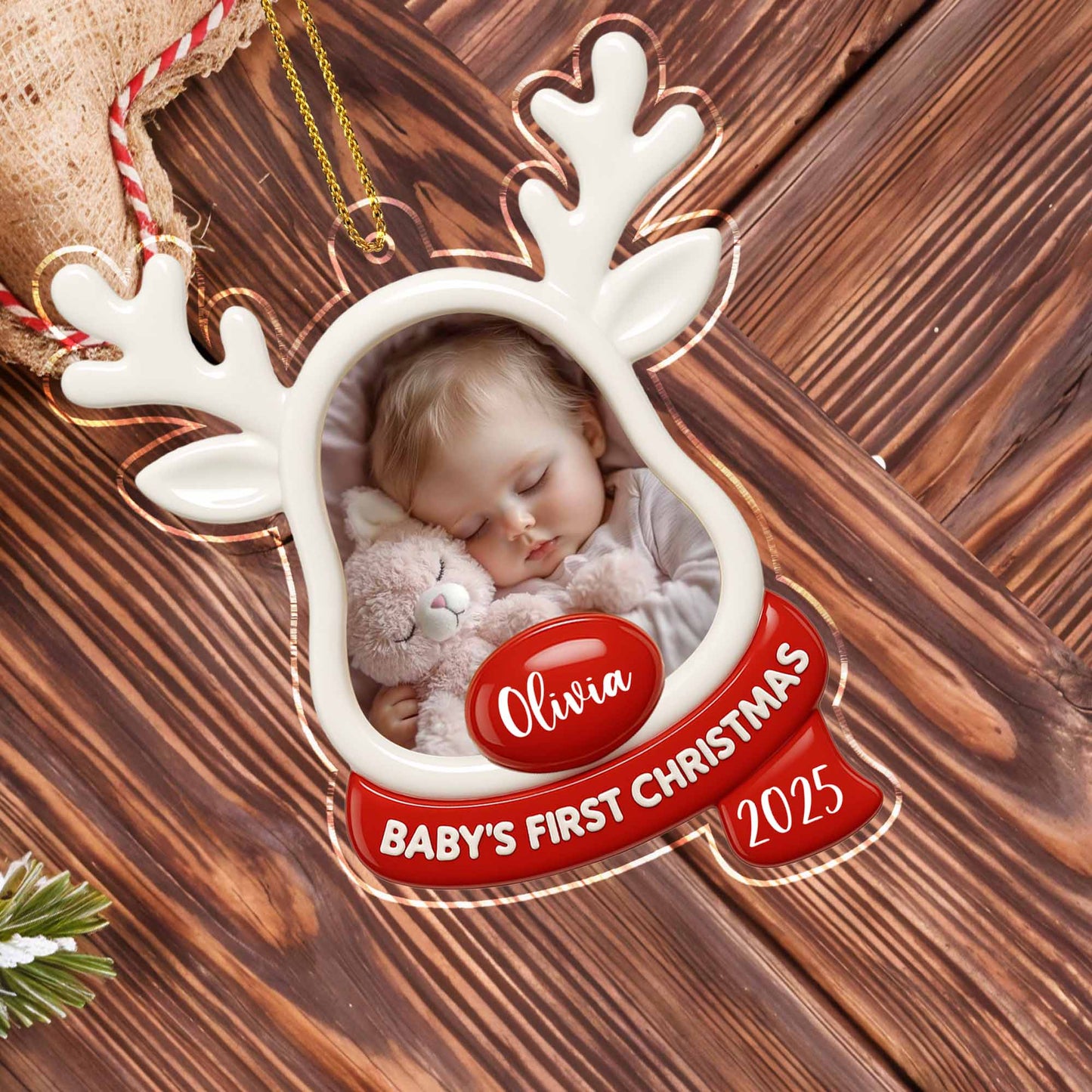 Baby's First Christmas, Teddy Bear and Reindeer
