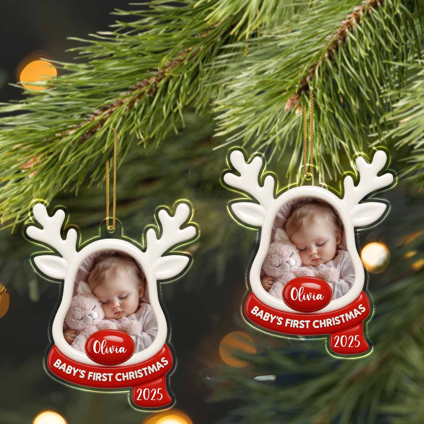 Baby's First Christmas, Teddy Bear and Reindeer