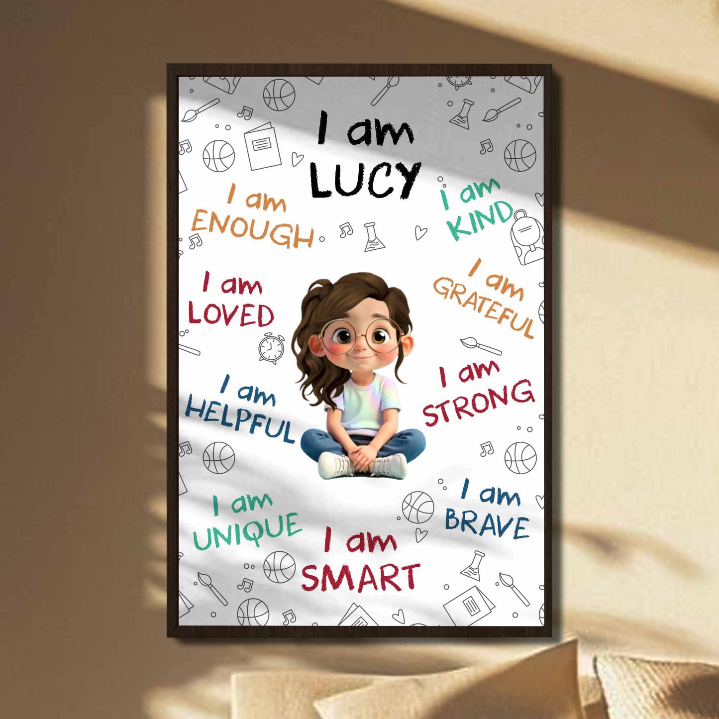 I Am Enough, Loved, Helpful, Unique, Smart - Personalized Custom Vertical Poster - KID243_VPOS