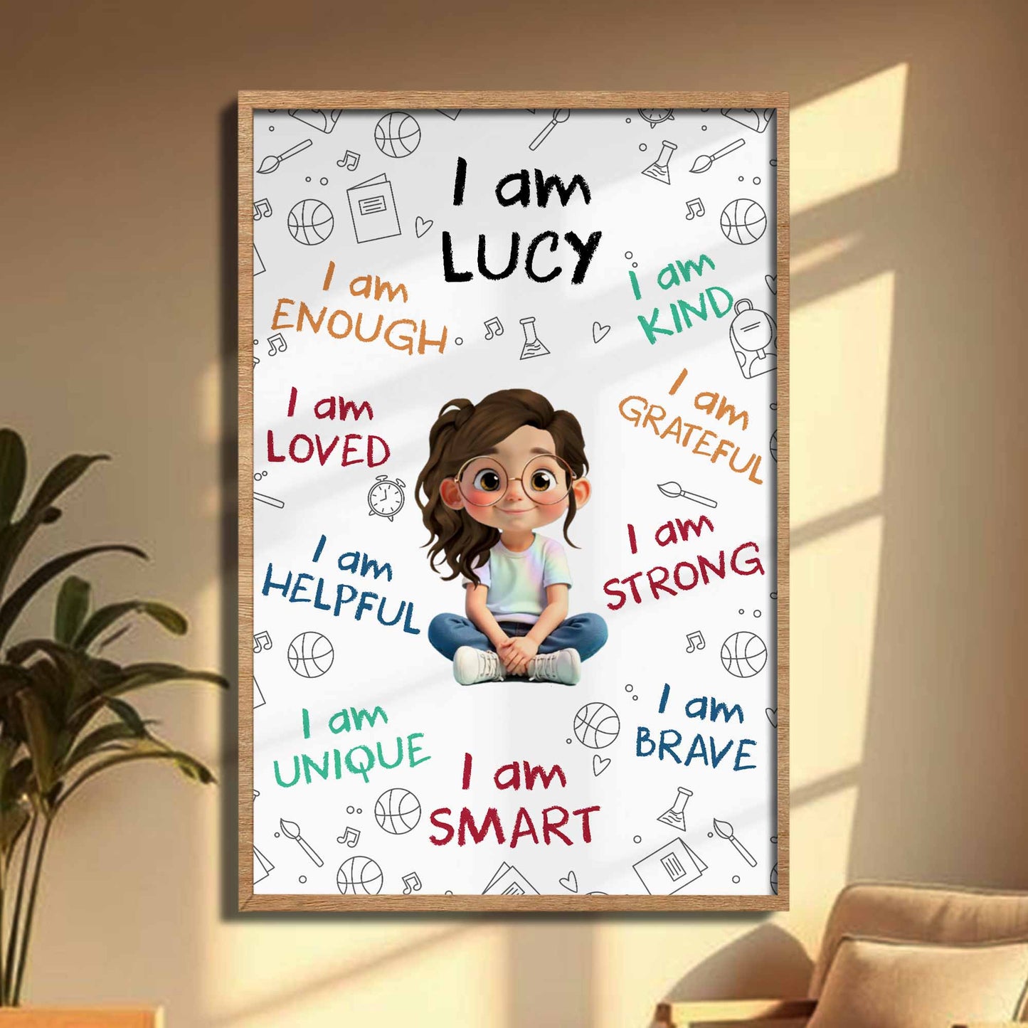 I Am Enough, Loved, Helpful, Unique, Smart - Personalized Custom Vertical Poster - KID243_VPOS