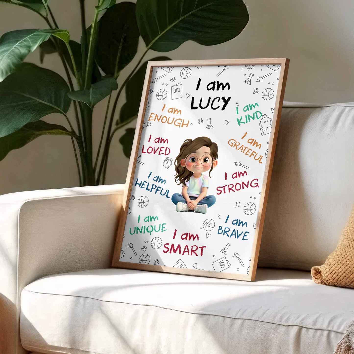 I Am Enough, Loved, Helpful, Unique, Smart - Personalized Custom Vertical Poster - KID243_VPOS
