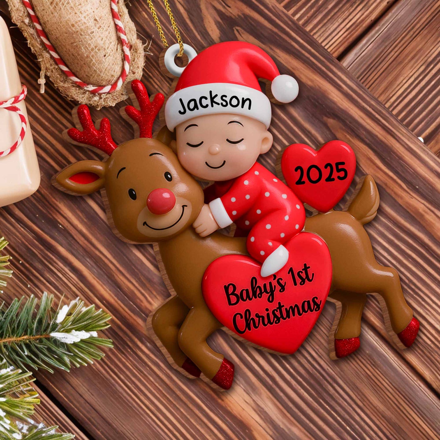 Baby's 1st Christmas With Cute Reindeer