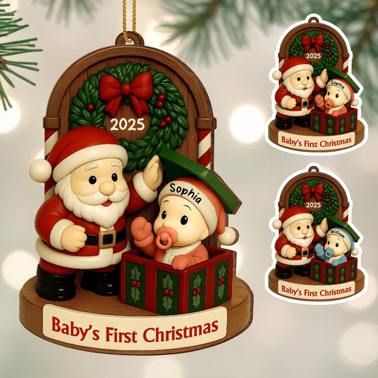 Baby's First Christmas With Santa And Festive Decorations