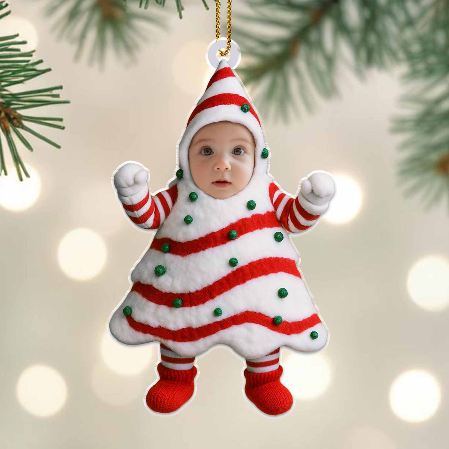 Célébrez les fêtes avec un costume de sapin de Noël festif - Décoration acrylique personnalisée, cadeau de Noël - KID282_ACO