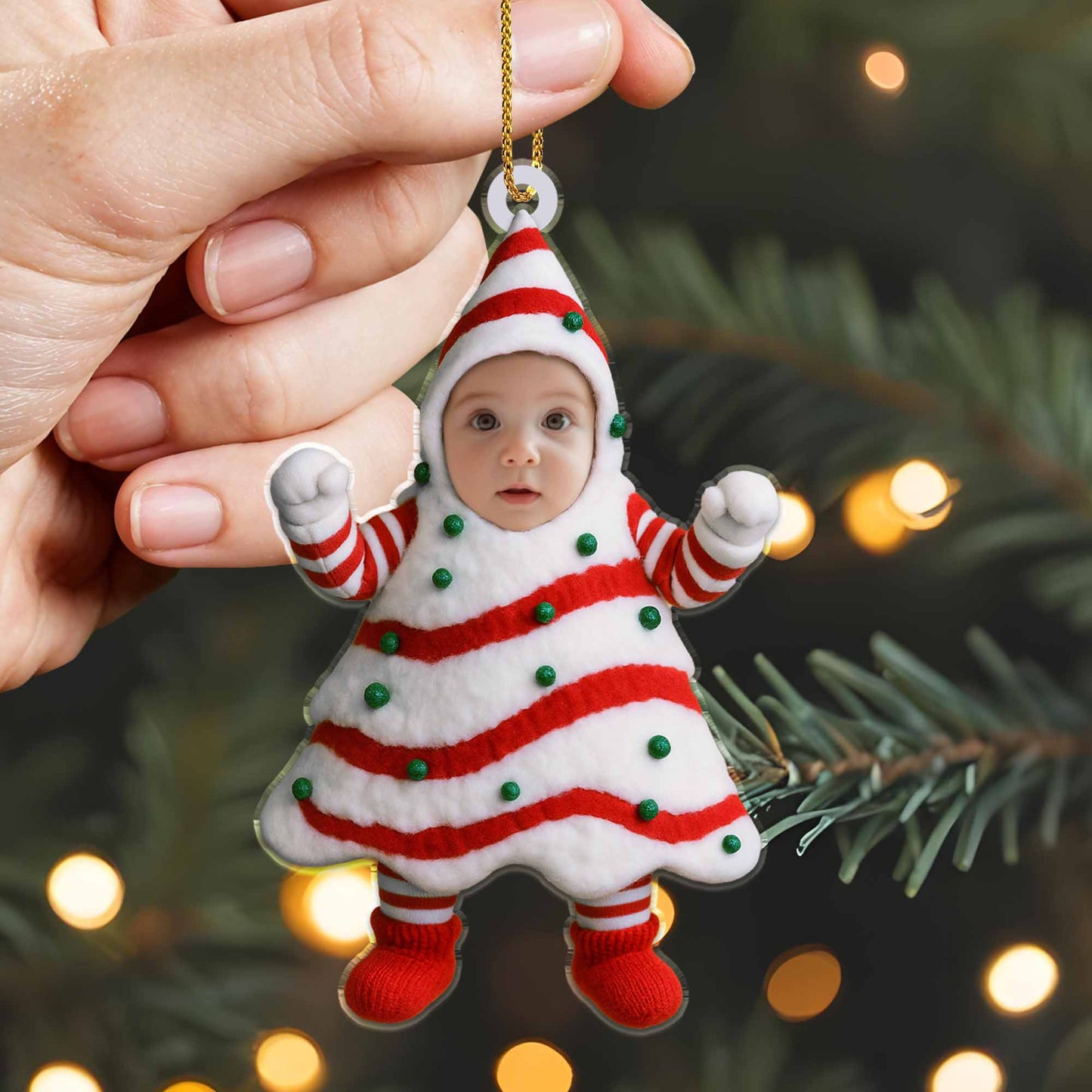 Célébrez les fêtes avec un costume de sapin de Noël festif - Décoration acrylique personnalisée, cadeau de Noël - KID282_ACO