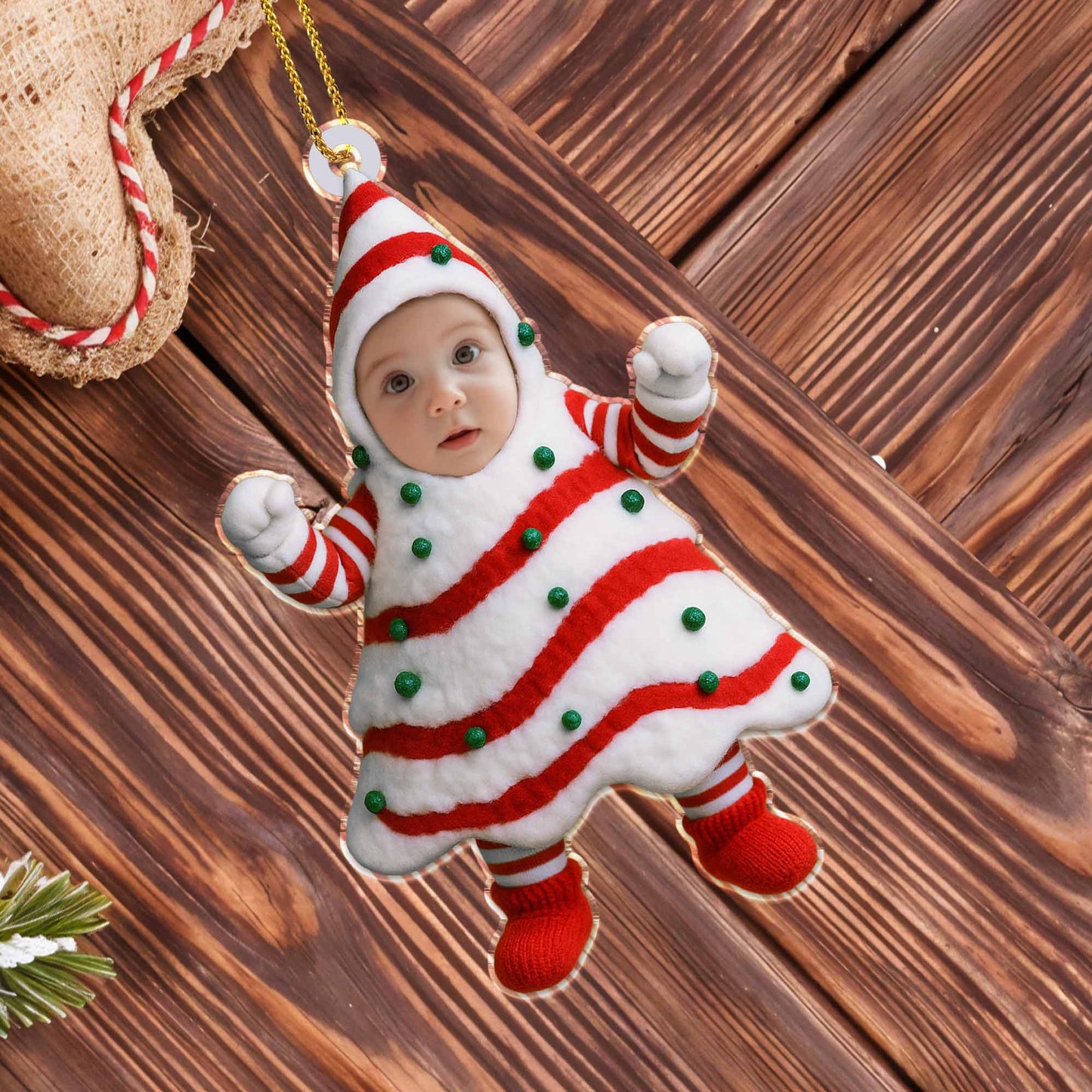 Célébrez les fêtes avec un costume de sapin de Noël festif - Décoration acrylique personnalisée, cadeau de Noël - KID282_ACO