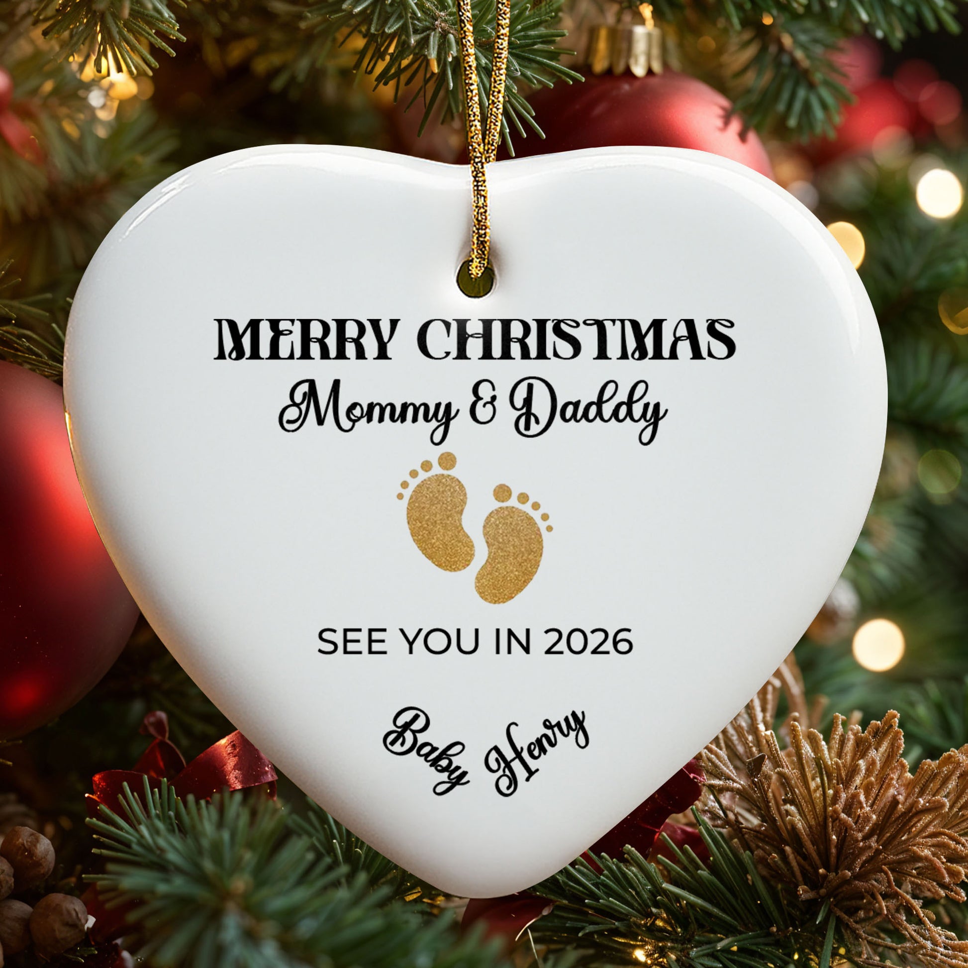 Merry Christmas Mommy And Daddy, Golden Footprints