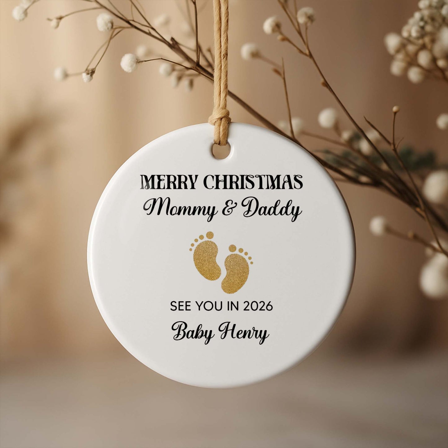 Merry Christmas Mommy And Daddy Baby Footprints