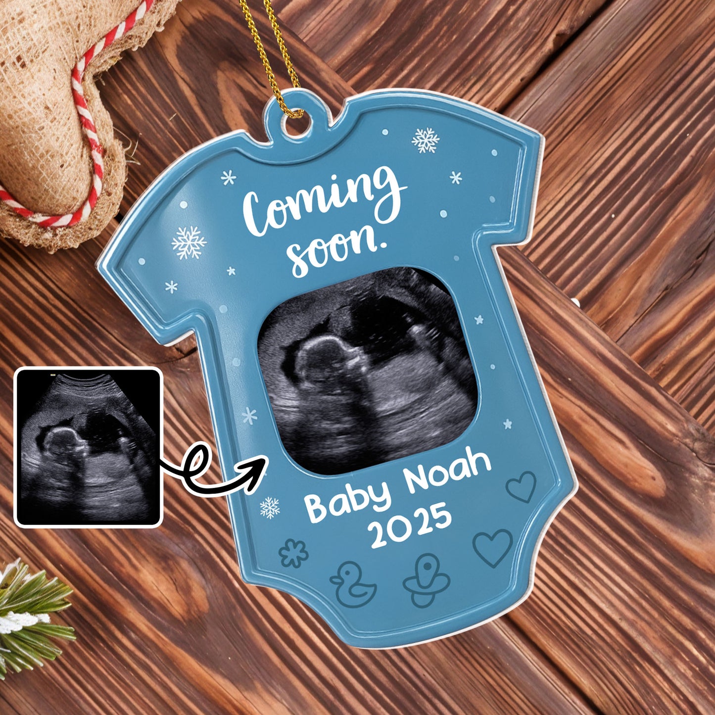 Coming Soon With Sonogram And Baby Feet