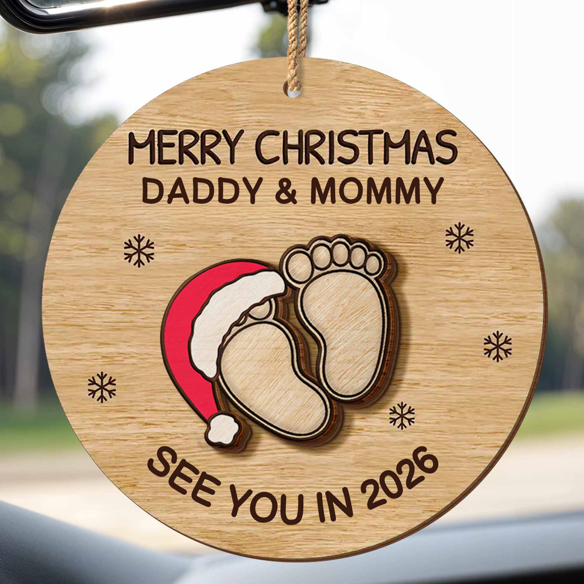 Merry Christmas Daddy & Mommy, Baby Feet With Santa Hat