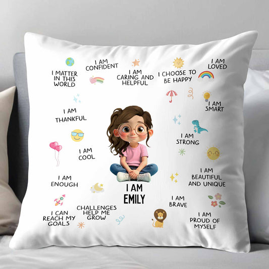 I Am Confident, I Choose To Be Happy, Encouraging Positive Thoughts Pillow - Personalized Custom Pillow, Insert Included - KID324_PLW
