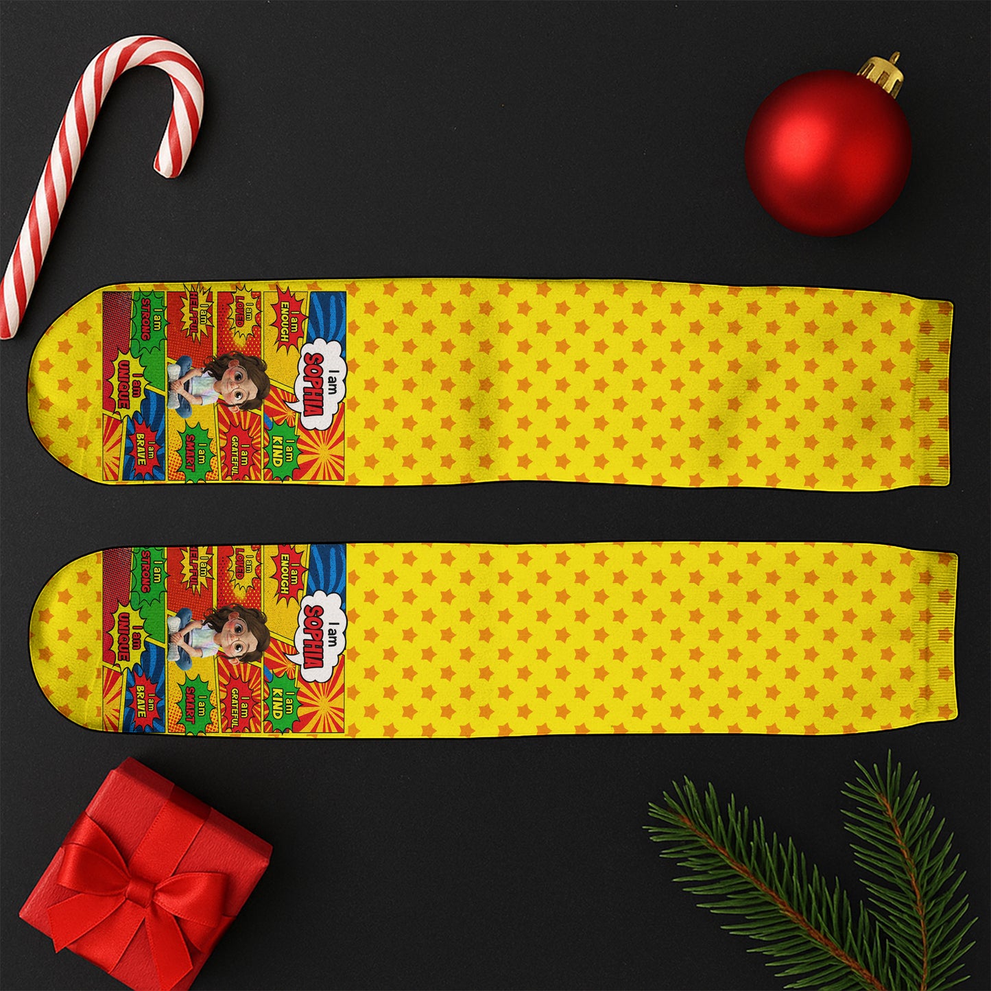 Be Bold Be Kind Be You, Colorful Comic Style Child Character Socks