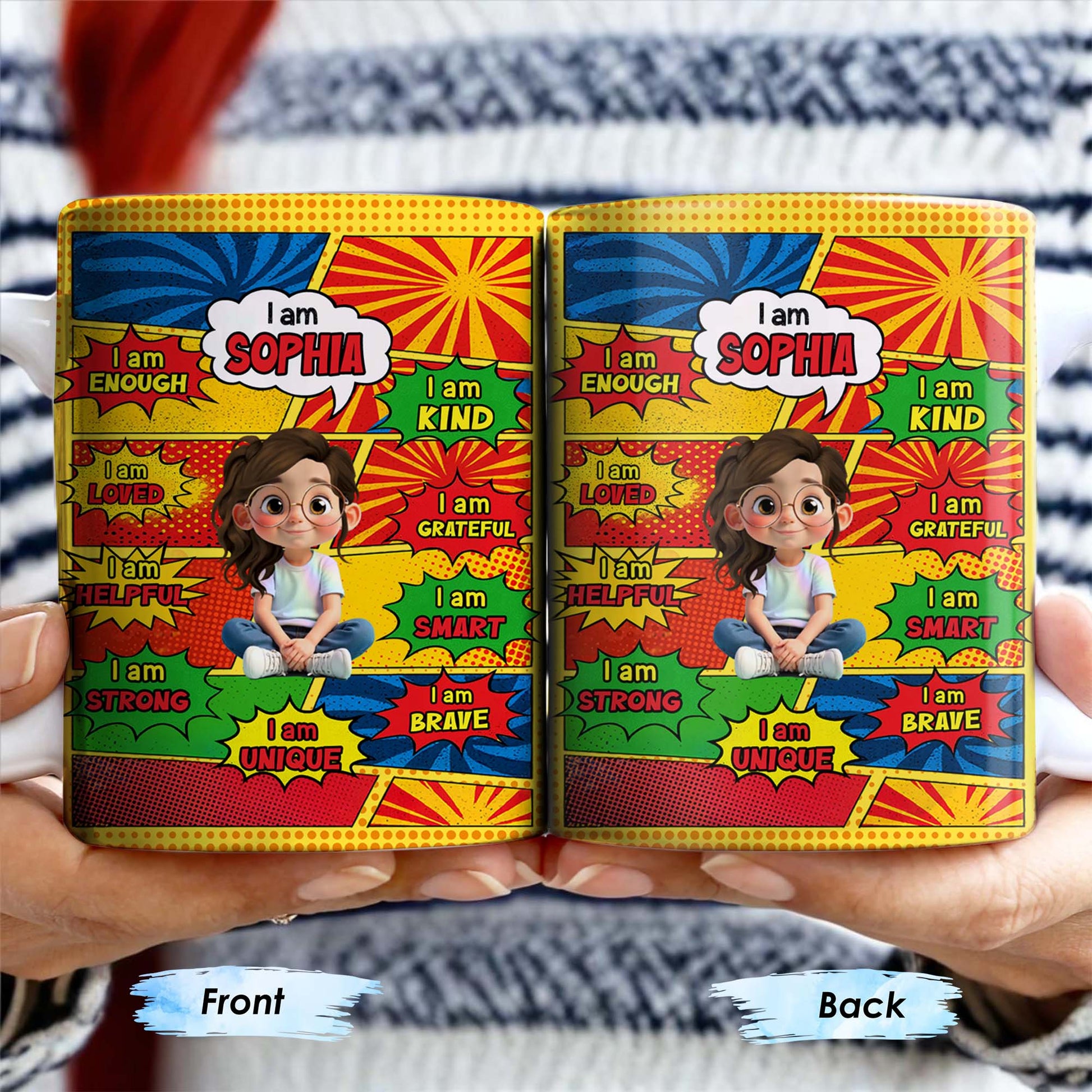 Empowering Comic Style Blast Themed Mug With Positive Affirmations