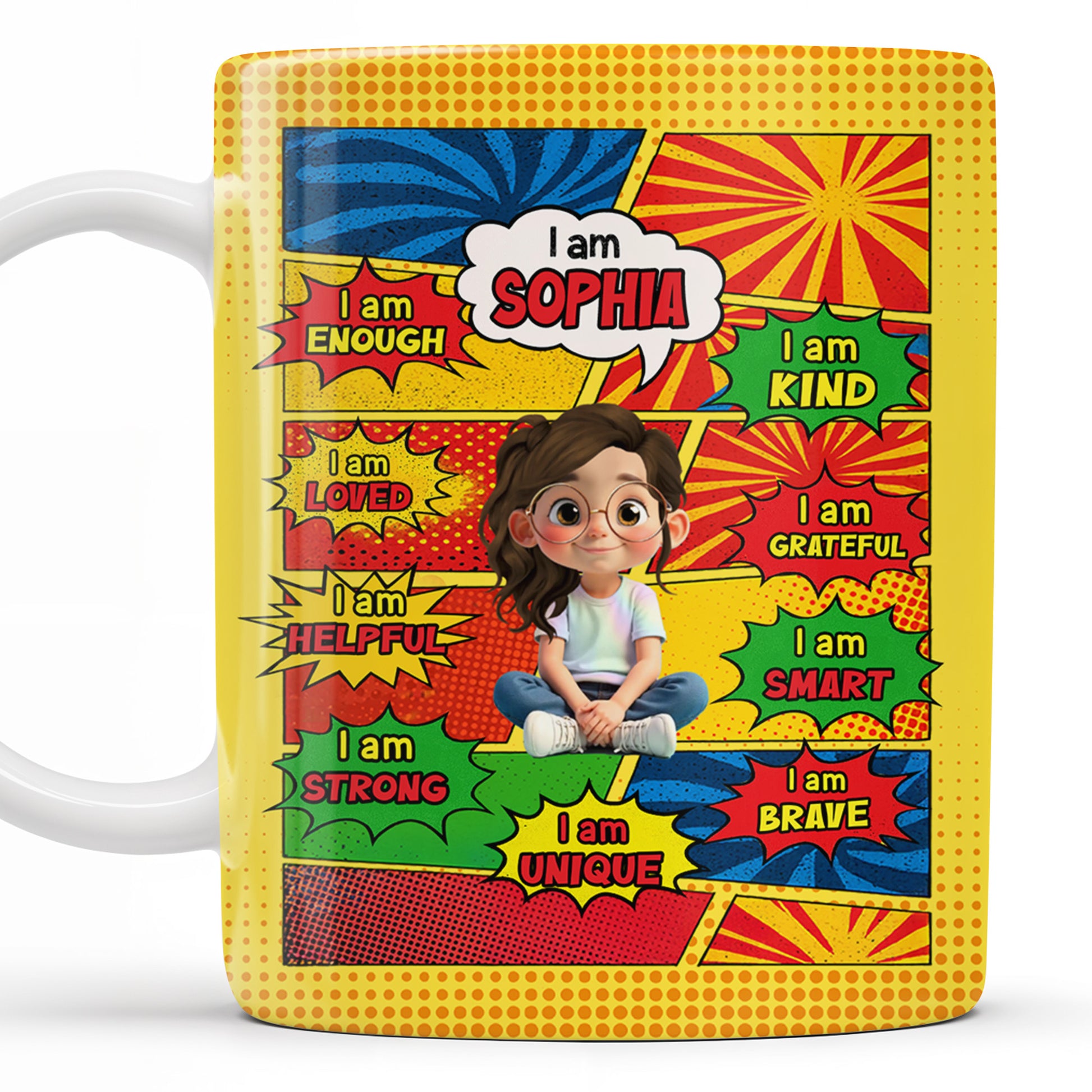 Empowering Comic Style Blast Themed Mug With Positive Affirmations