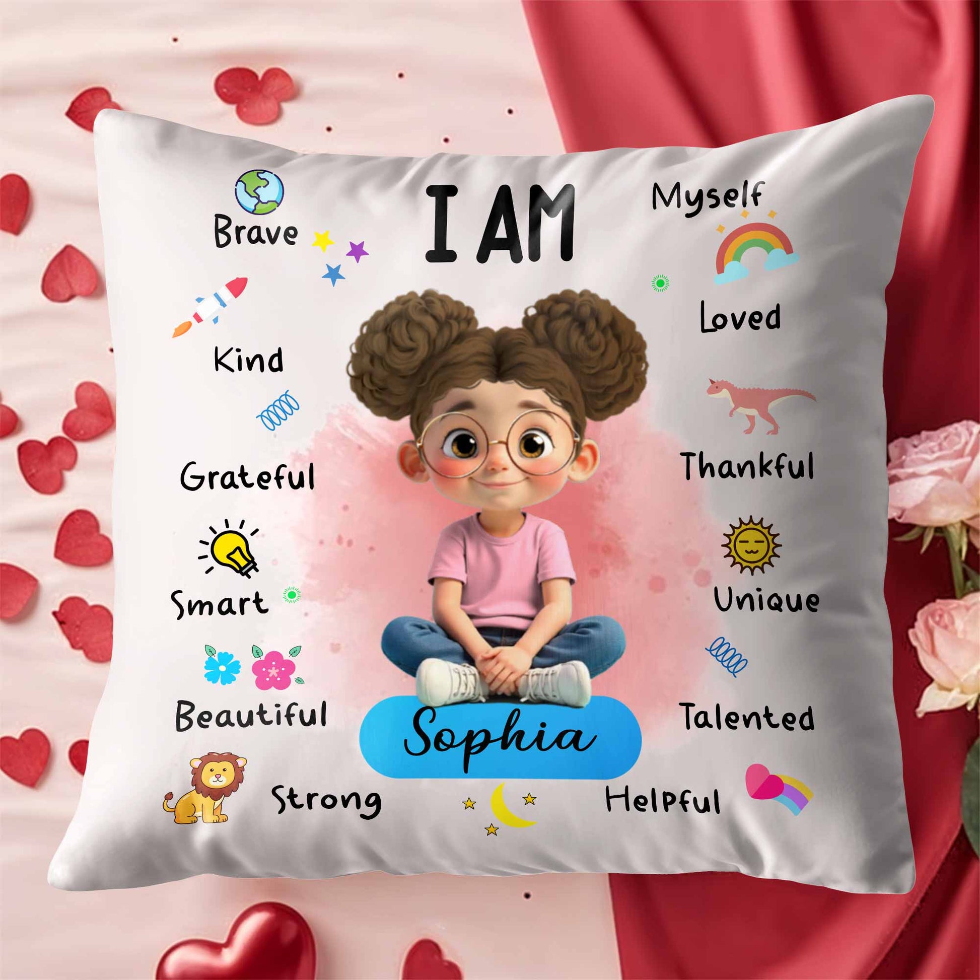 I Am Brave Kind Beautiful, Positive Affirmations Pillow