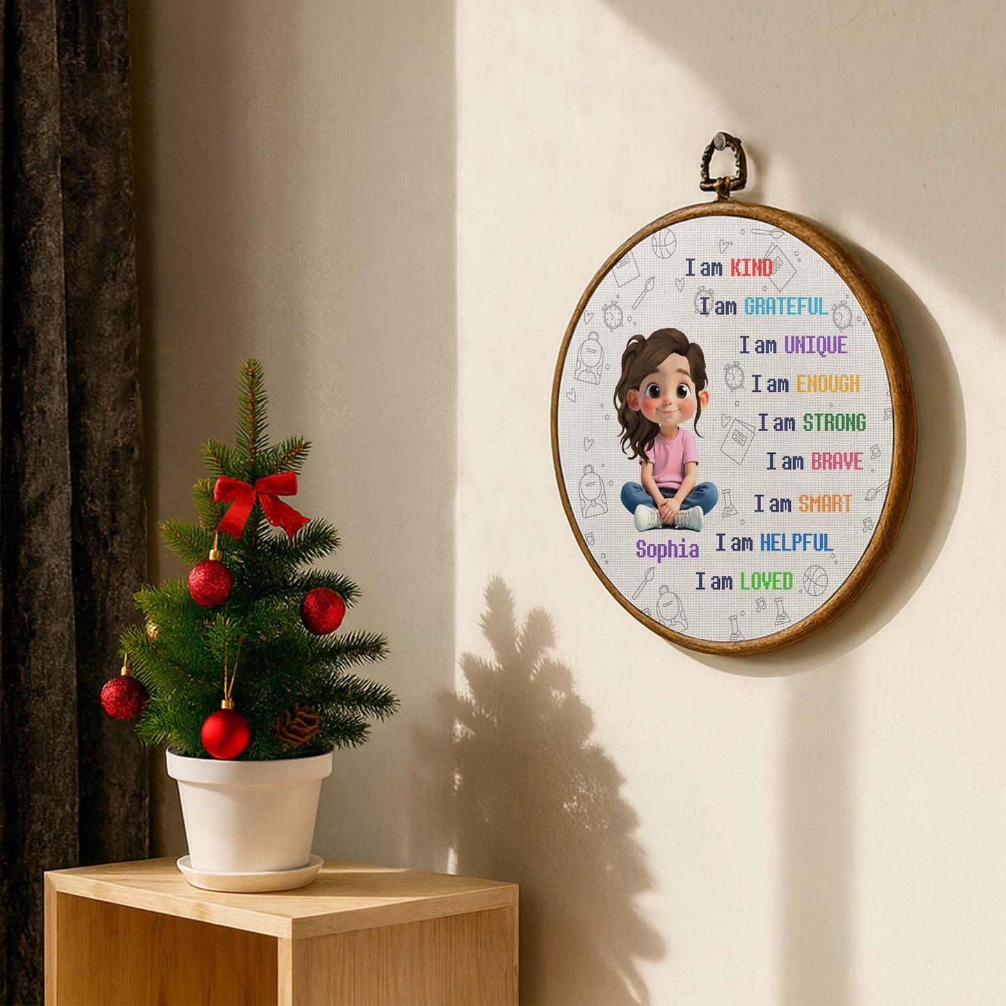 I Am Kind And Loved, Character Sitting With Positive Affirmations