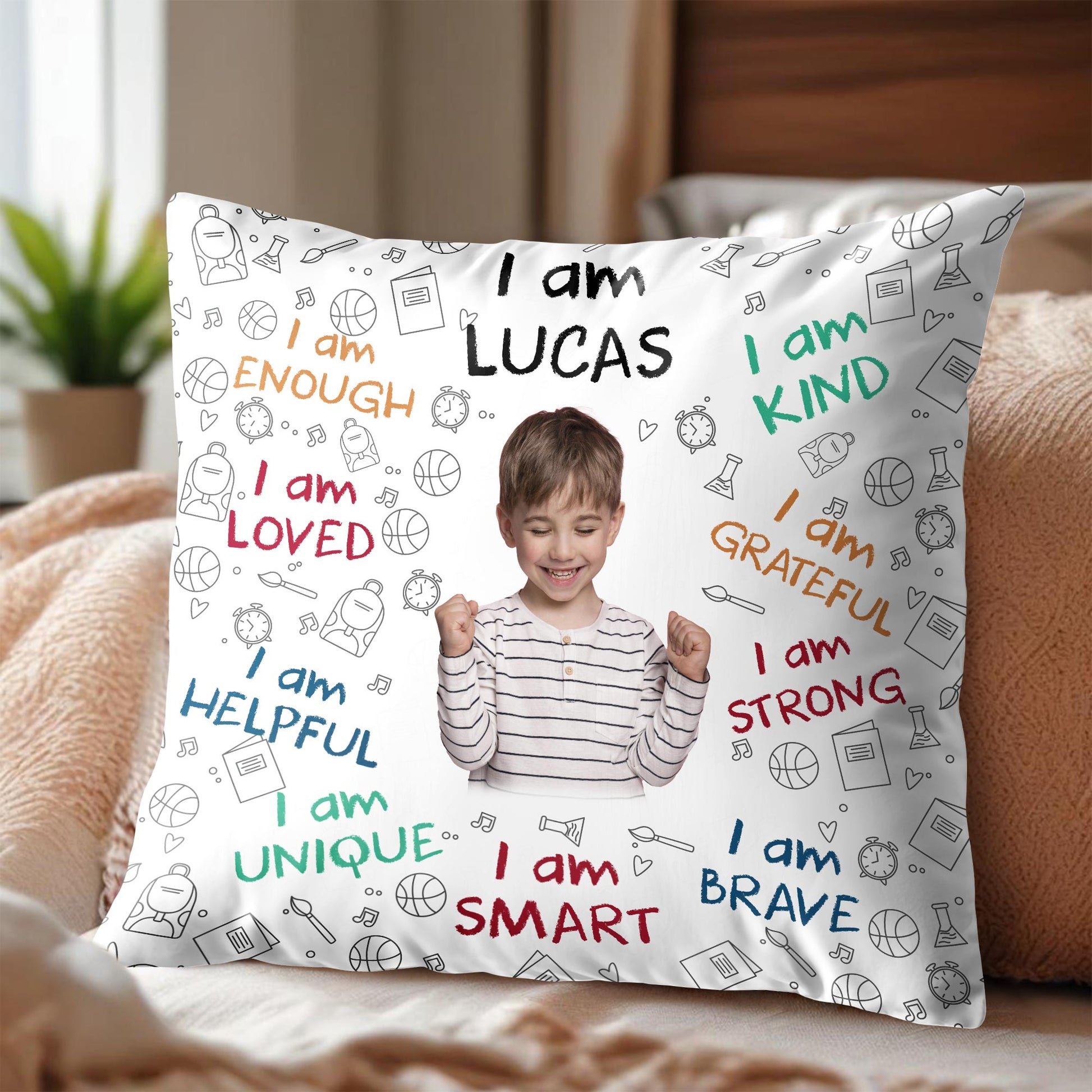 I Am Loved, I Am Kind Pillow With Positive Affirmations