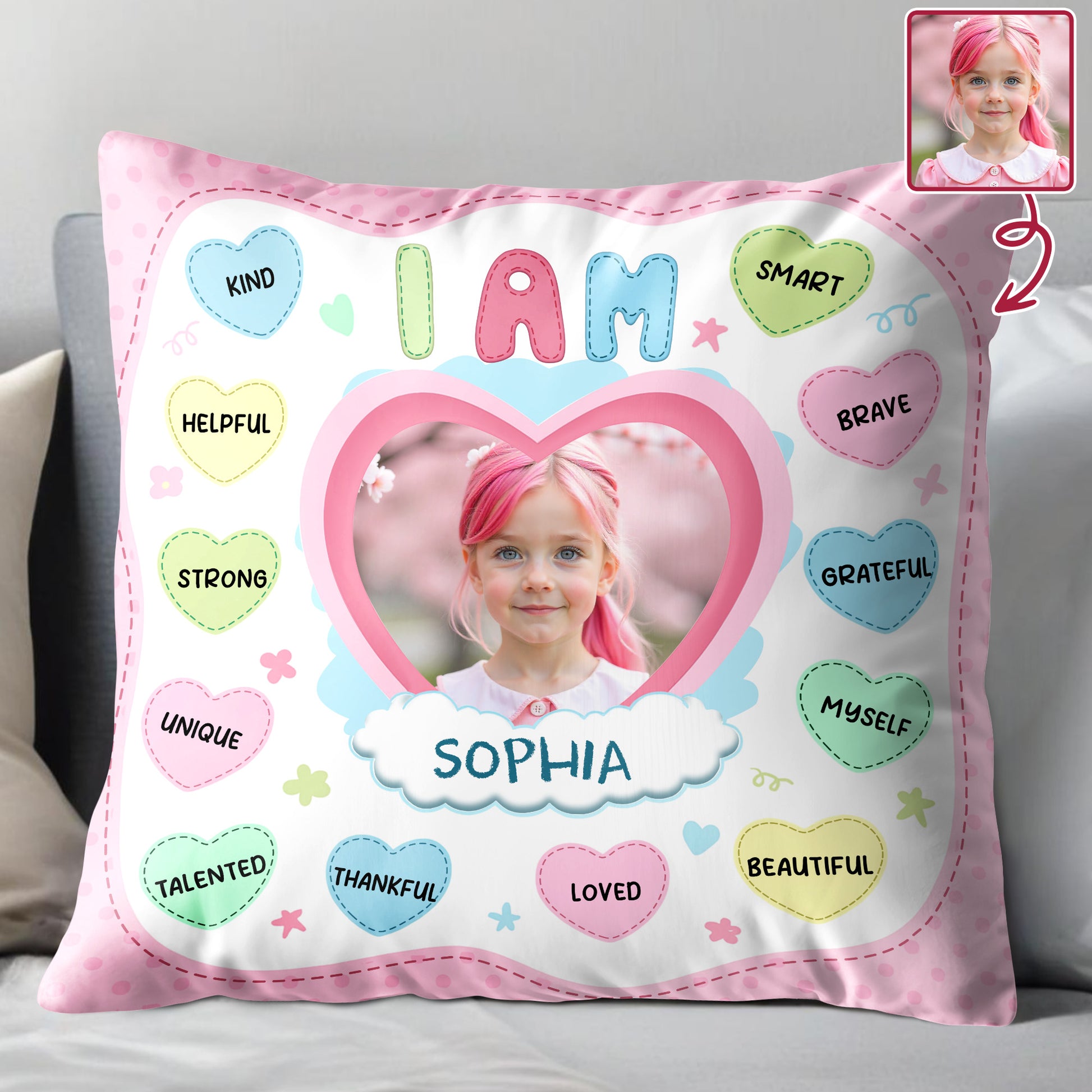 I Am Positive Affirmations Heart Pillow